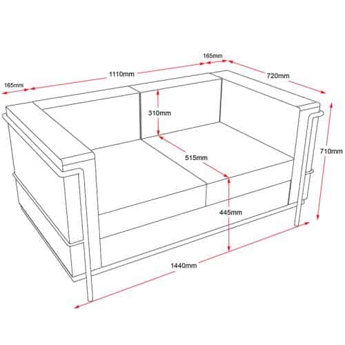 Fast Office Furniture - Daydream 2 Seater Lounge, Dimensions