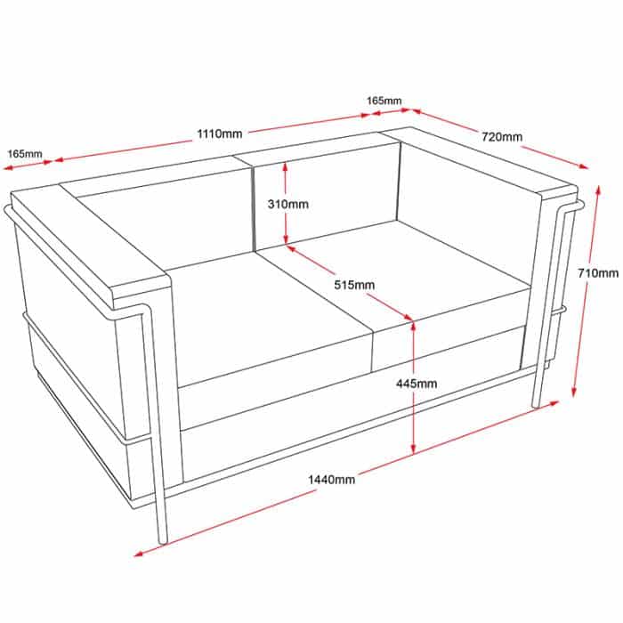 Fast Office Furniture - Daydream 2 Seater Lounge, Dimensions