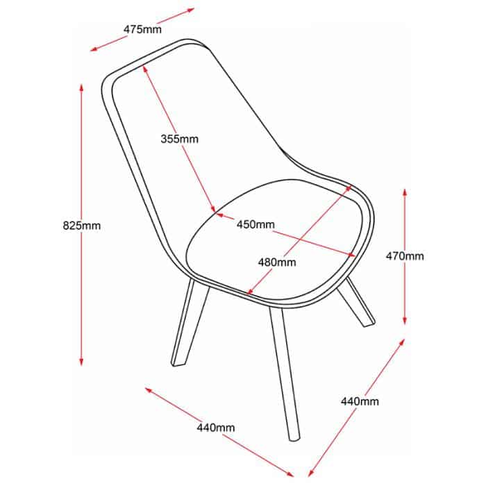 Fast Office Furniture - Deakin Chair, Dimensions
