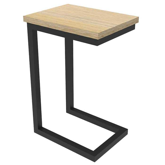 Fast Office Furniture - Elite Side Table, Natural Oak Table Top, Satin Black Frame