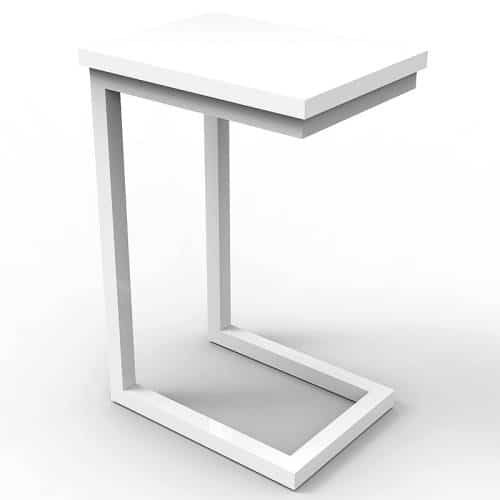 Fast Office Furniture - Elite Side Table, Natural White Table Top, Satin White Frame