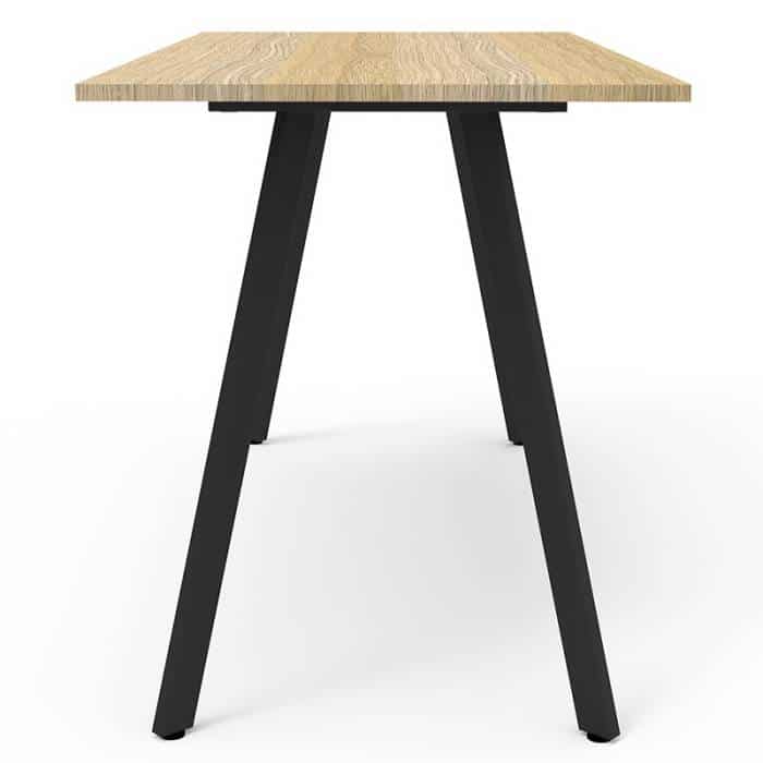 Fast Office Furniture - Enterprise High Table, Natural Oak Top, Satin Black Frame, End View