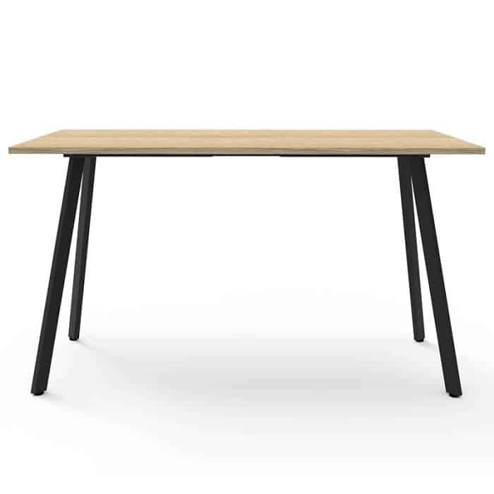 Fast Office Furniture - Enterprise High Table, Natural Oak Top, Satin Black Frame, Side View