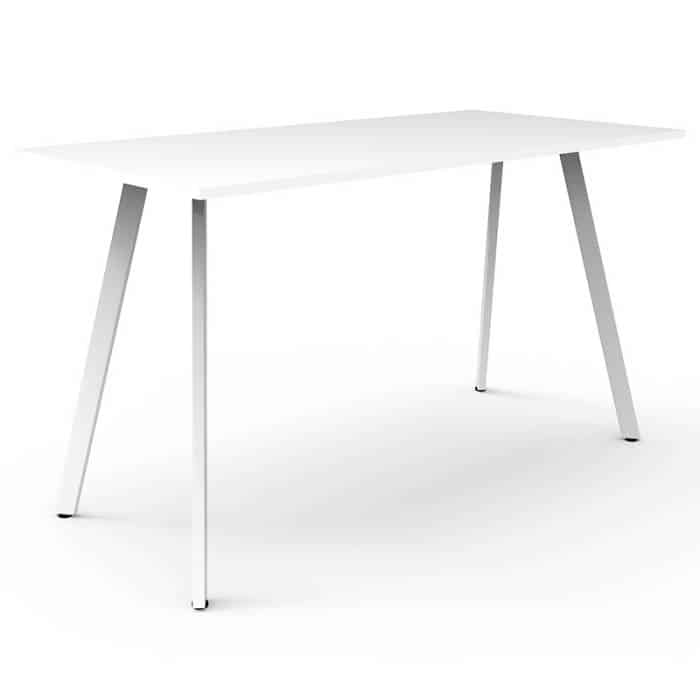 Fast Office Furniture - Enterprise High Table, Natural White Top, Satin White Frame