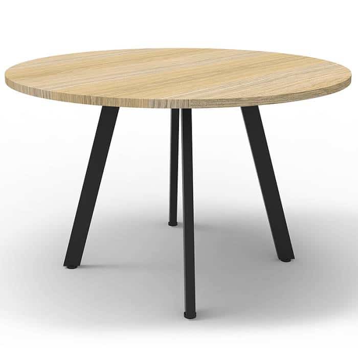 Fast Office Furniture - Enterprise Round Table, Natural Oak Top, Satin Black Base