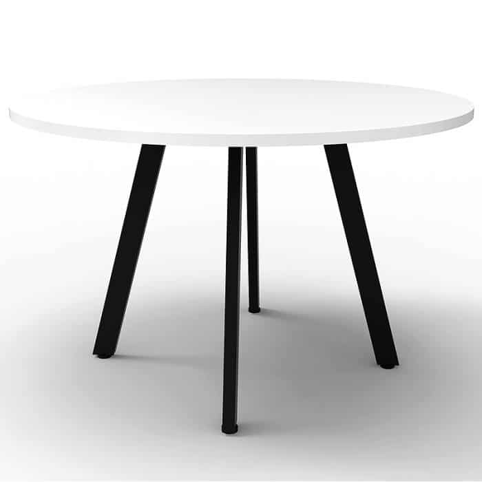 Fast Office Furniture - Enterprise Round Table, Natural White Top, Satin Black Base