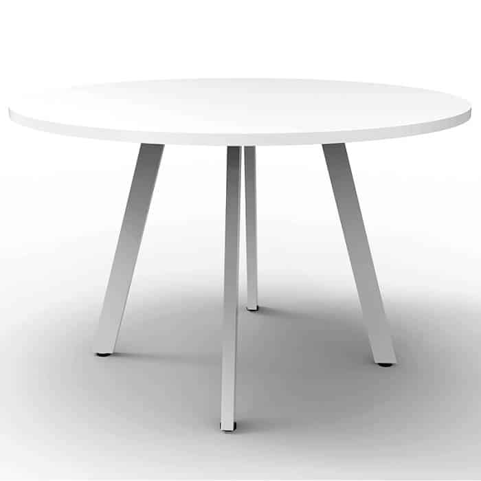Fast Office Furniture - Enterprise Round Table, Natural White Top, Satin White Base