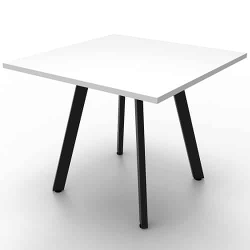 Fast Office Furniture - Enterprise Square Table, Natural White Top, Satin Black Base