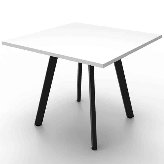 Fast Office Furniture - Enterprise Square Table, Natural White Top, Satin Black Base