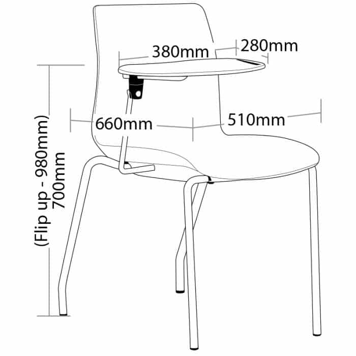Fast Office Furniture - Equip Tablet Arm Chair, Dimensions