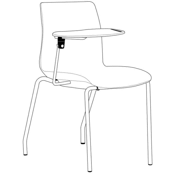 Fast Office Furniture - Equip Tablet Arm Chair, Line Drawing