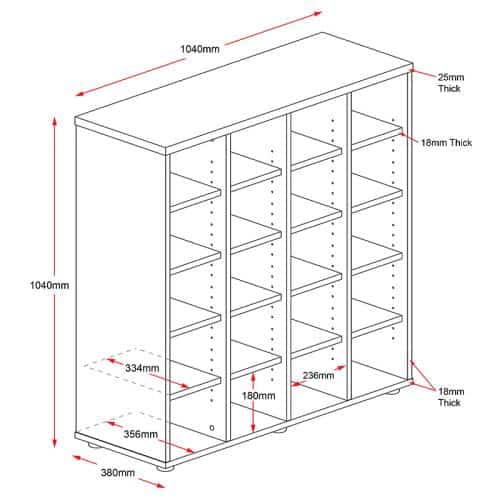 Fast Office Furniture - Function Pigeon Hole Unit, Dimensions