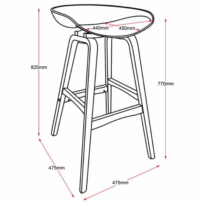 Fast Office Furniture - Hanna Bar Stool, Dimensions