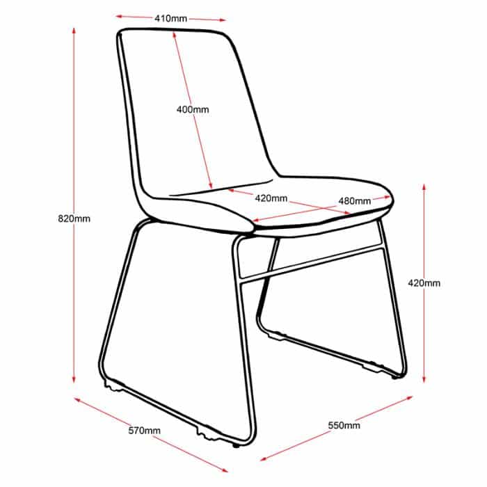 Fast Office Furniture - Hendrix Chair, Dimensions