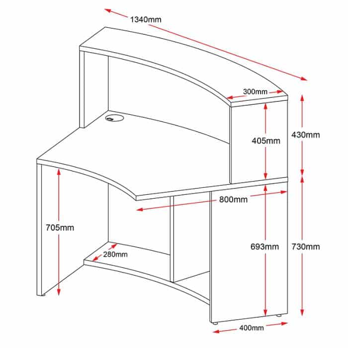 Fast Office Furniture - Infinity Reception Desk - High Module, Dimensions