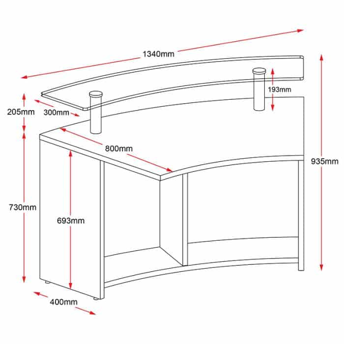 Fast Office Furniture - Infinity Reception Desk - Low Module, Dimensions