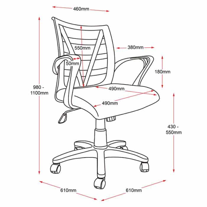 Fast Office Furniture -Levi Chair, Dimensions