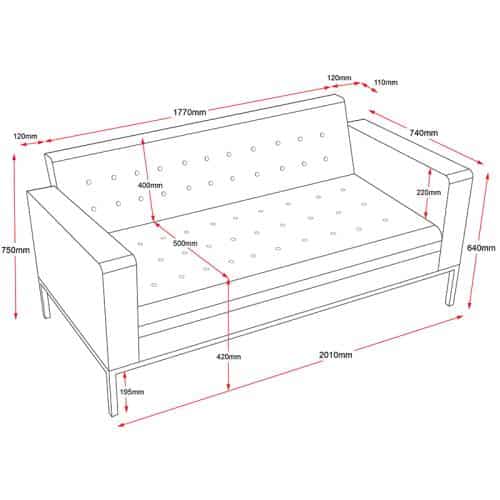 Fast Office Furniture - Nicole 3 Seater Lounge, Dimensions