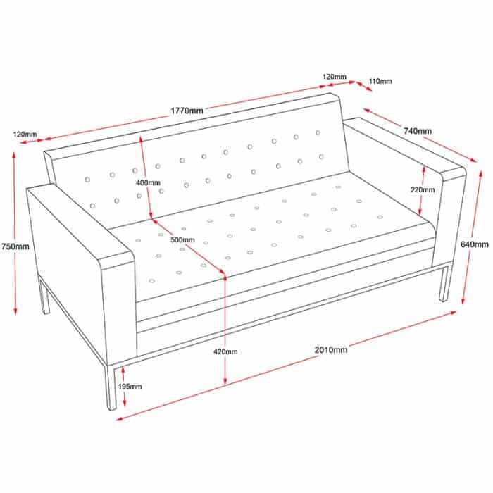 Fast Office Furniture - Nicole 3 Seater Lounge, Dimensions