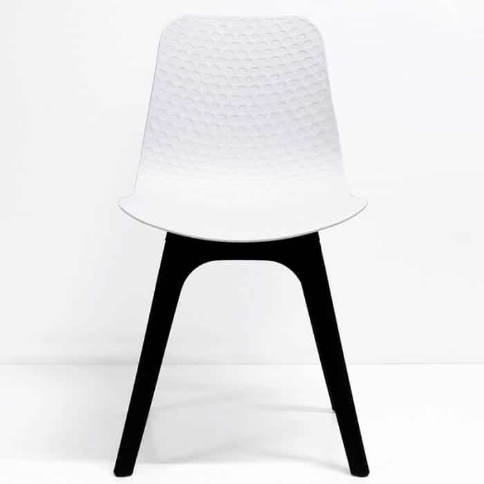 Fast Office Furniture - Nova Chair, White Seat, Black Legs, Front View