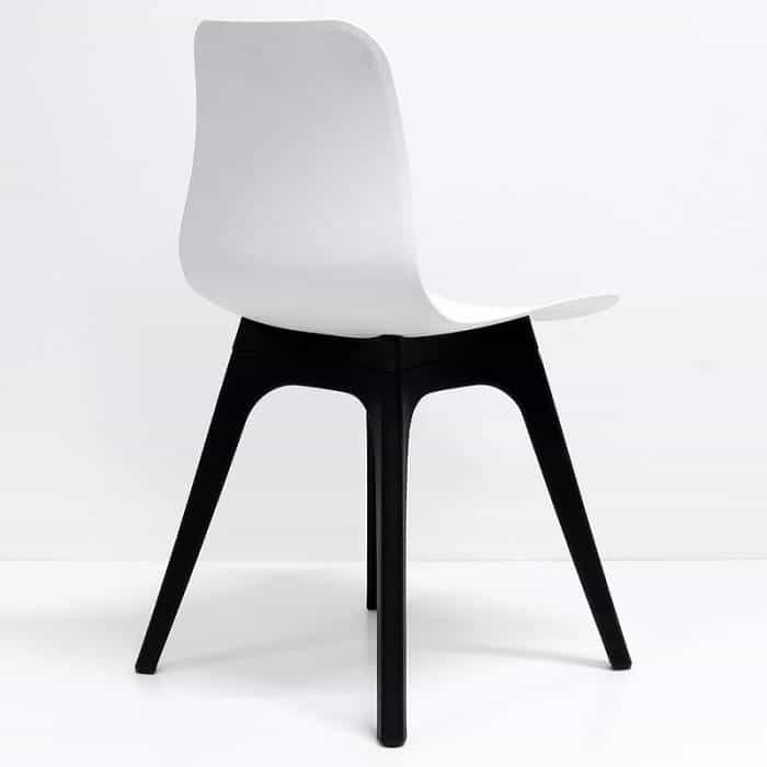 Fast Office Furniture - Nova Chair, White Seat, Black Legs, Rear Angle View