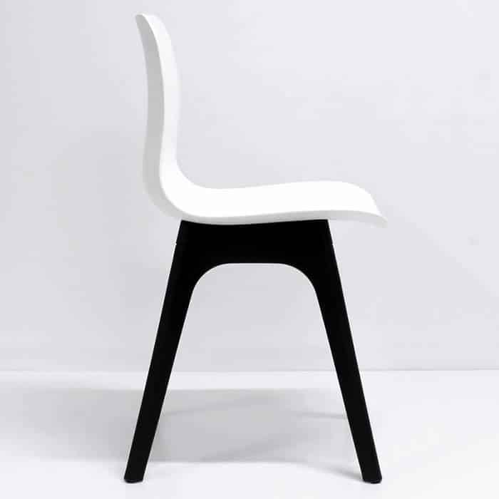 Fast Office Furniture - Nova Chair, White Seat, Black Legs, Side View