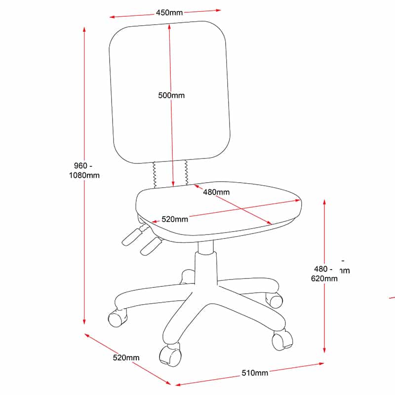 PIP TASK CHAIR, 17 FABRIC COLOUR OPTIONS - 130kg USER RATING