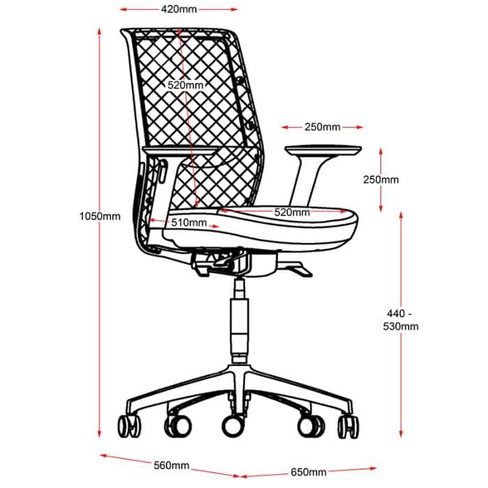 Fast Office Furniture - Preston Promesh Chair, Dimensions
