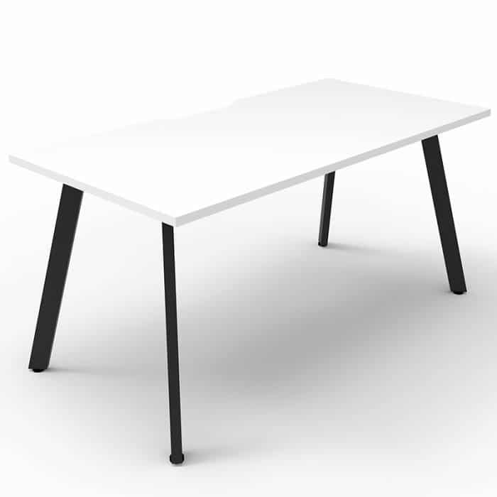 Fast Office Furniture - Enterprise Single Desk – 1 Person, Natural White Top, Satin Black Frame