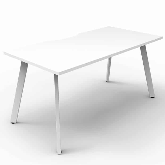Fast Office Furniture - Enterprise Single Desk – 1 Person, Natural White Top, Satin White Frame