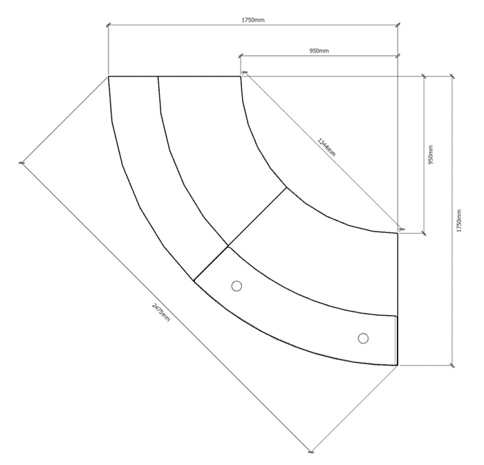 Fast Office Furniture - Infinity 2 Piece Reception Desk - Plan View Dimensions