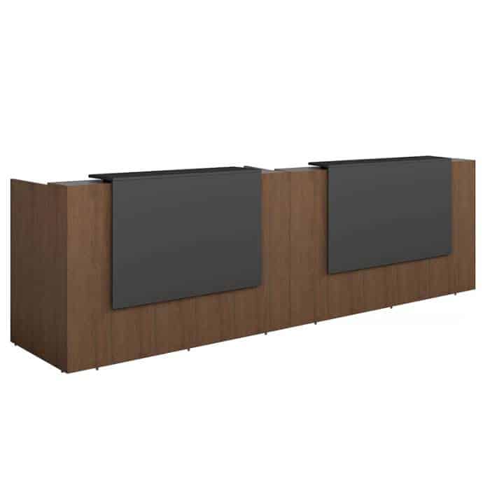 Fast Office Furniture -2 x Florence Dark Walnut Reception Desks