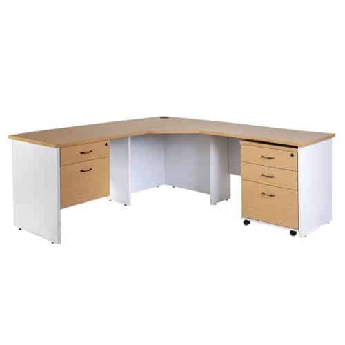 Shoreline Corner Workstation, Fixed Drawer Unit and Mobile Drawer Unit