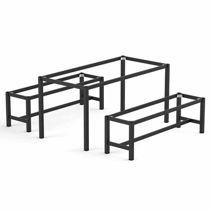 Fast Office Furniture - Tuff Table Frame System, with Bench Seats Example - with Foot Rail