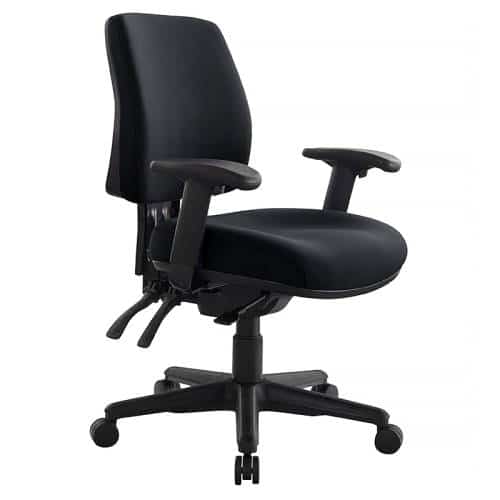 Roma Medium Back Chair with Arm Rests Black Fabric