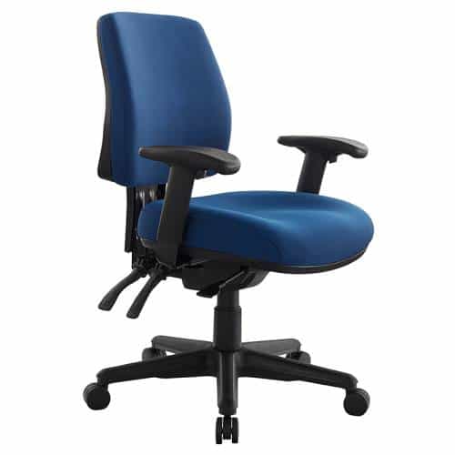 Roma Medium Back Chair with Arm Rests Blue Fabric