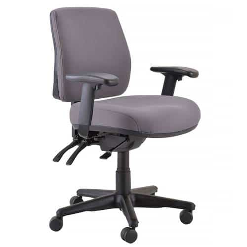 Roma Medium Back Chair with Arm Rests Charcoal Fabric