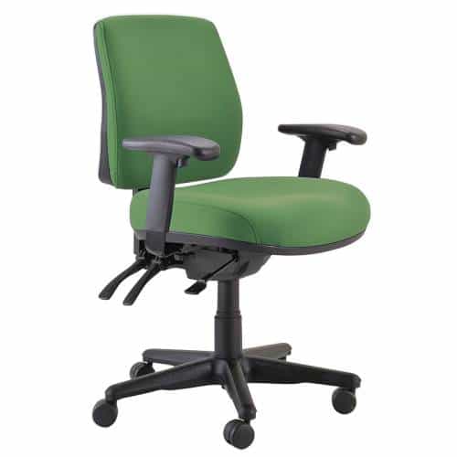 Roma Medium Back Chair with Arm Rests Green Fabric