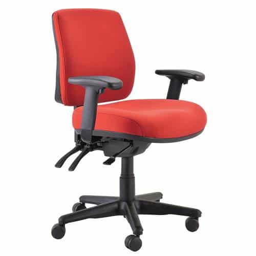 Roma Medium Back Chair with Arm Rests Red Fabric