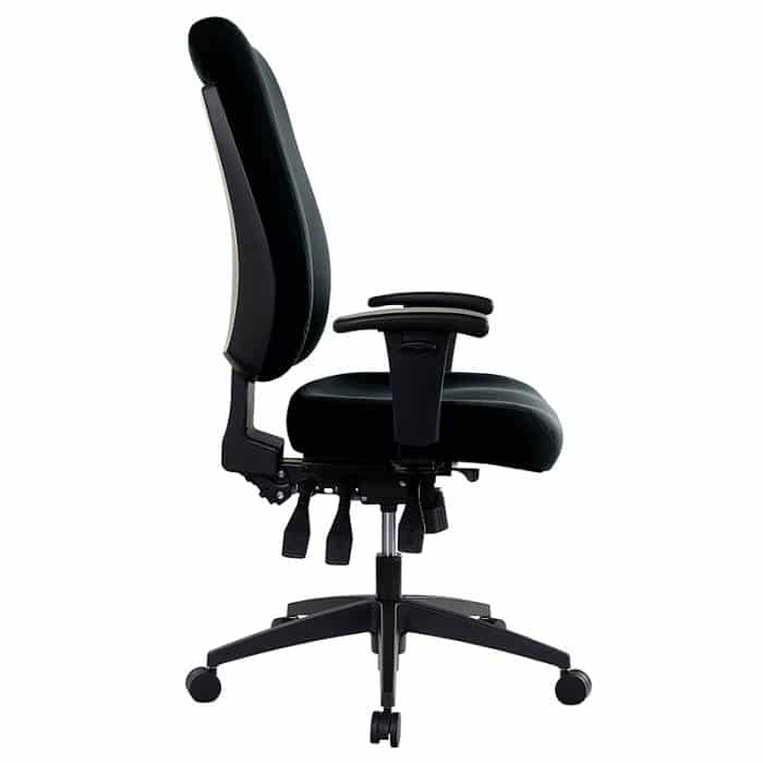 Fast Office Furniture - Tidal High Back Chair, with Arm Rests, Black Fabric, Side View