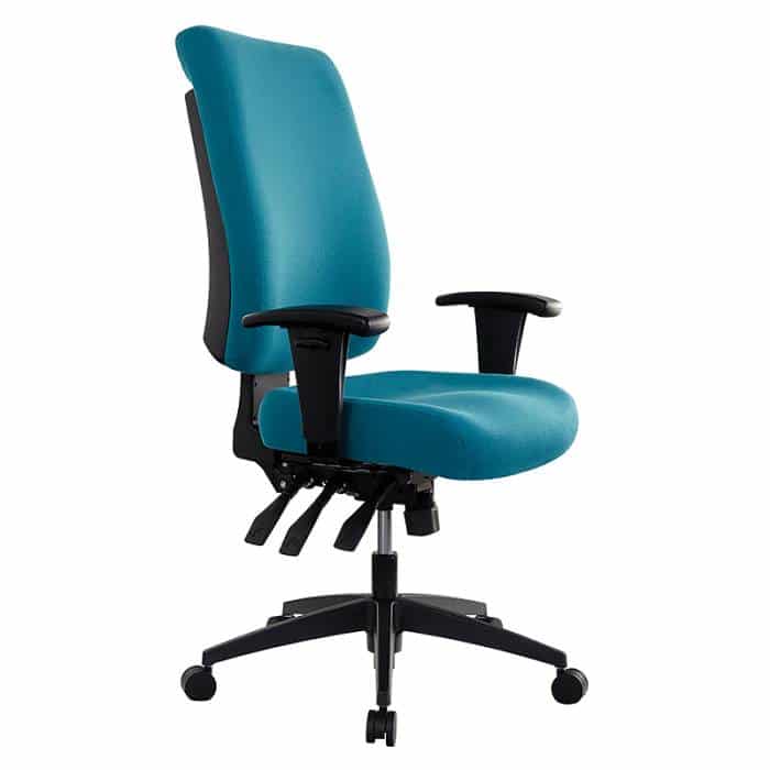 Fast Office Furniture - Tidal High Back Chair, with Arm Rests, Teal Fabric