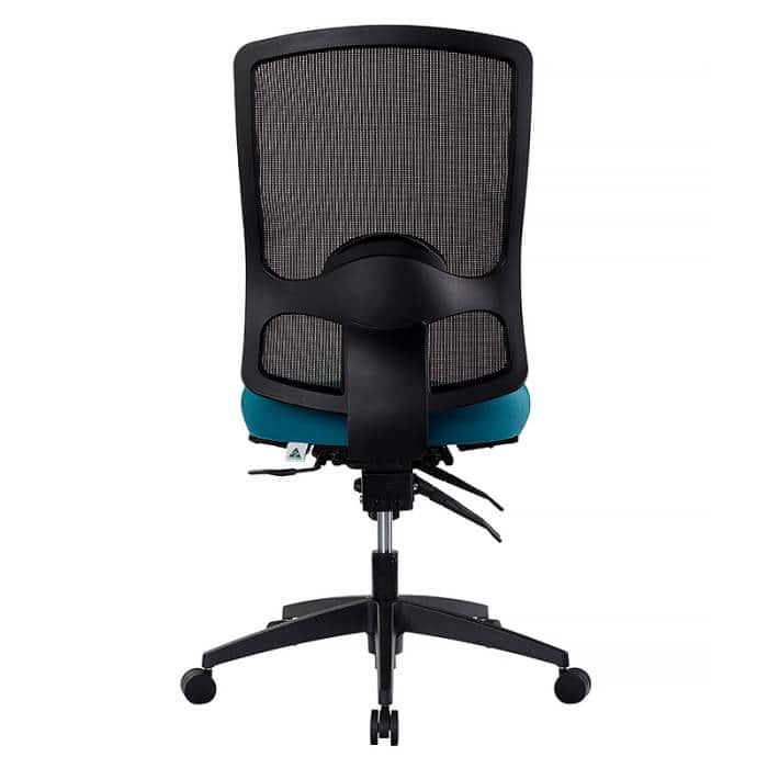 Fast Office Furniture - Tidal High Mesh Back Chair, Teal Seat Fabric, Rear View