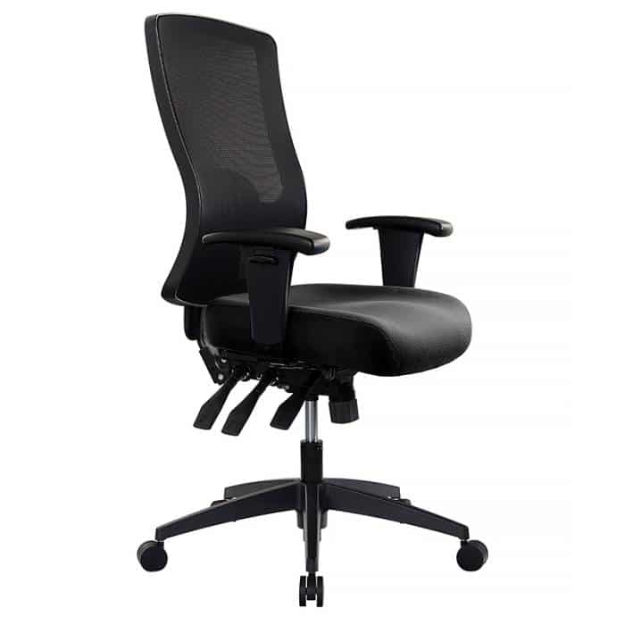Fast Office Furniture - Tidal High Mesh Back Chair, with Arm Rests, Black Seat Fabric