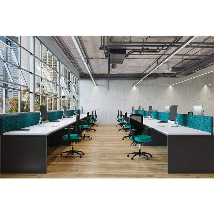 Fast Office Furniture - Tidal High Mesh Back Chairs, with Teal Seat Fabric