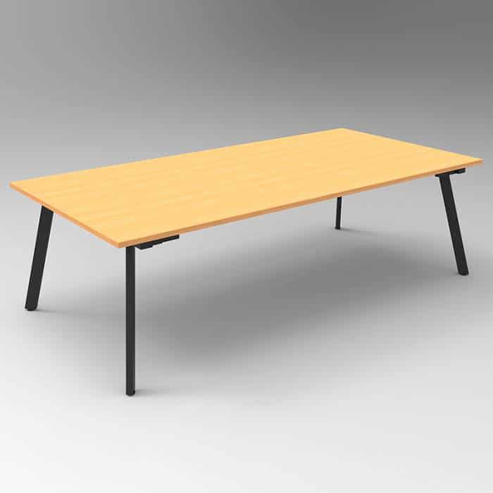 Fast Office Furniture - Enterprise 2400 x 1200 Meeting Table, Beech Table Top, Black Frame