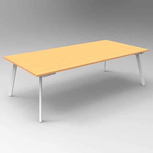 Fast Office Furniture - Enterprise 2400 x 1200 Meeting Table, Beech Table Top, White Frame