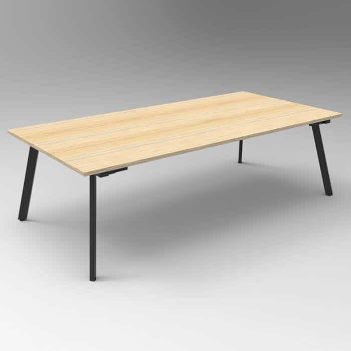 Fast Office Furniture - Enterprise 2400 x 1200 Meeting Table, Natural Oak Table Top, Black Frame
