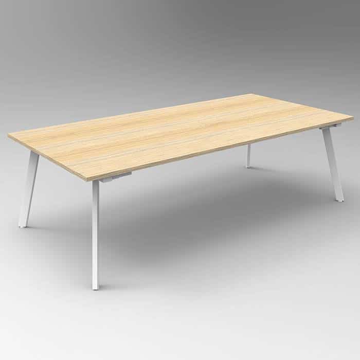 Fast Office Furniture - Enterprise 2400 x 1200 Meeting Table, Natural Oak Table Top, White Frame