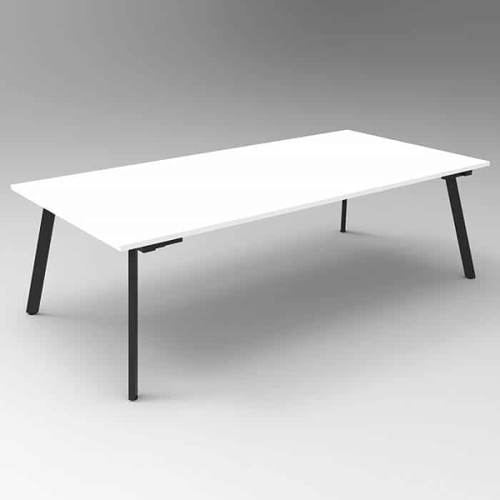 Fast Office Furniture - Enterprise 2400 x 1200 Meeting Table, Natural White Table Top, Black Frame