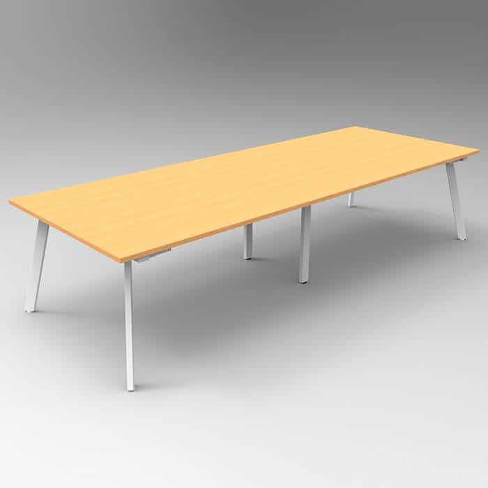 Fast Office Furniture - Enterprise 3200 x 1200 Meeting Table, Beech Table Top, White Frame